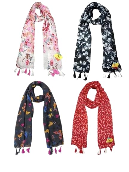 Women's Girls Chiffon Printed Scarf (Pack of 4)-image-38