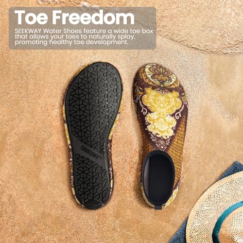 Image of SEEKWAY Water Shoes Women Men Adult Quick-Dry Aqua Socks Barefoot Non Slip for Beach Swim River Pool Lake surf Black SK002(U)