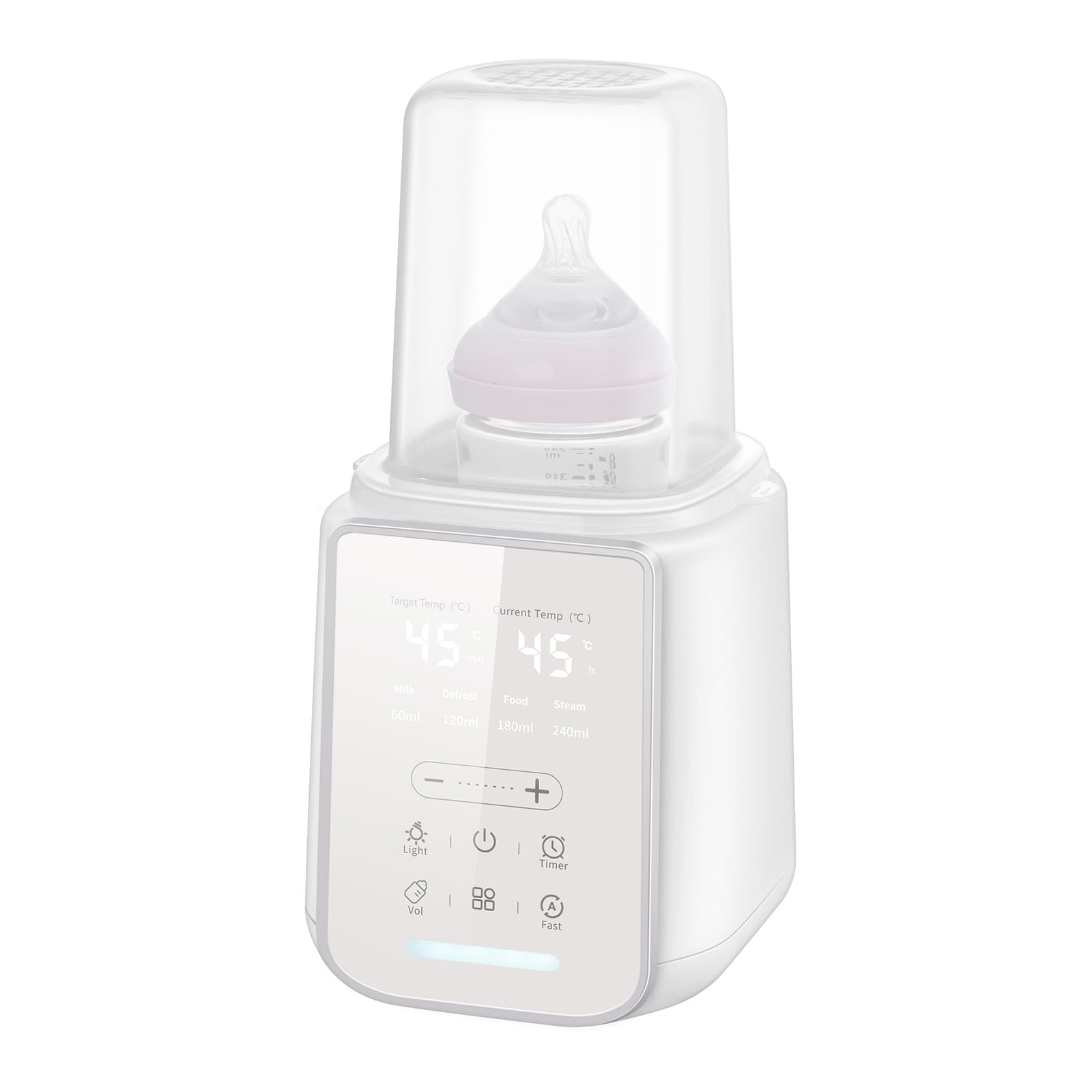 8-in-1 Babyflaschenwärmer mit Sterilisator, Schnellem Muttermilcherwärmer, Wasserbadtechnologie zum Nährstofferhalt, Sanftem Nachtlicht und Automatischer Abschaltung