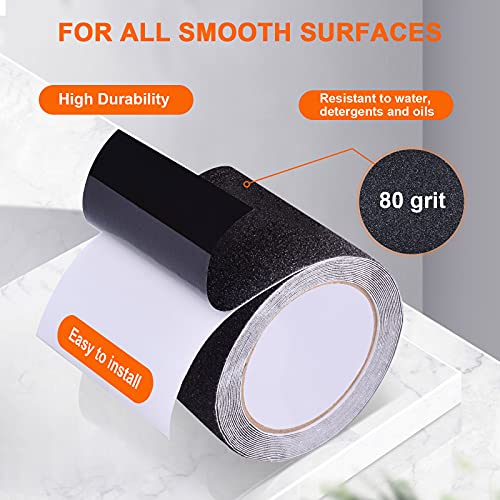 Image of Qingluan Anti Slip Tape Heavy Duty Grip Tape Non Slip Stair Treads Waterproof High Traction Safety Tape for Indoor Outdoor Stairs Steps Floors (Black, 2 Inch x 16.4ft)