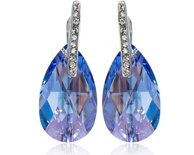 Boucles d'oreilles saphir argent 925 anti-allergie avec certificat pour peaux sensibles