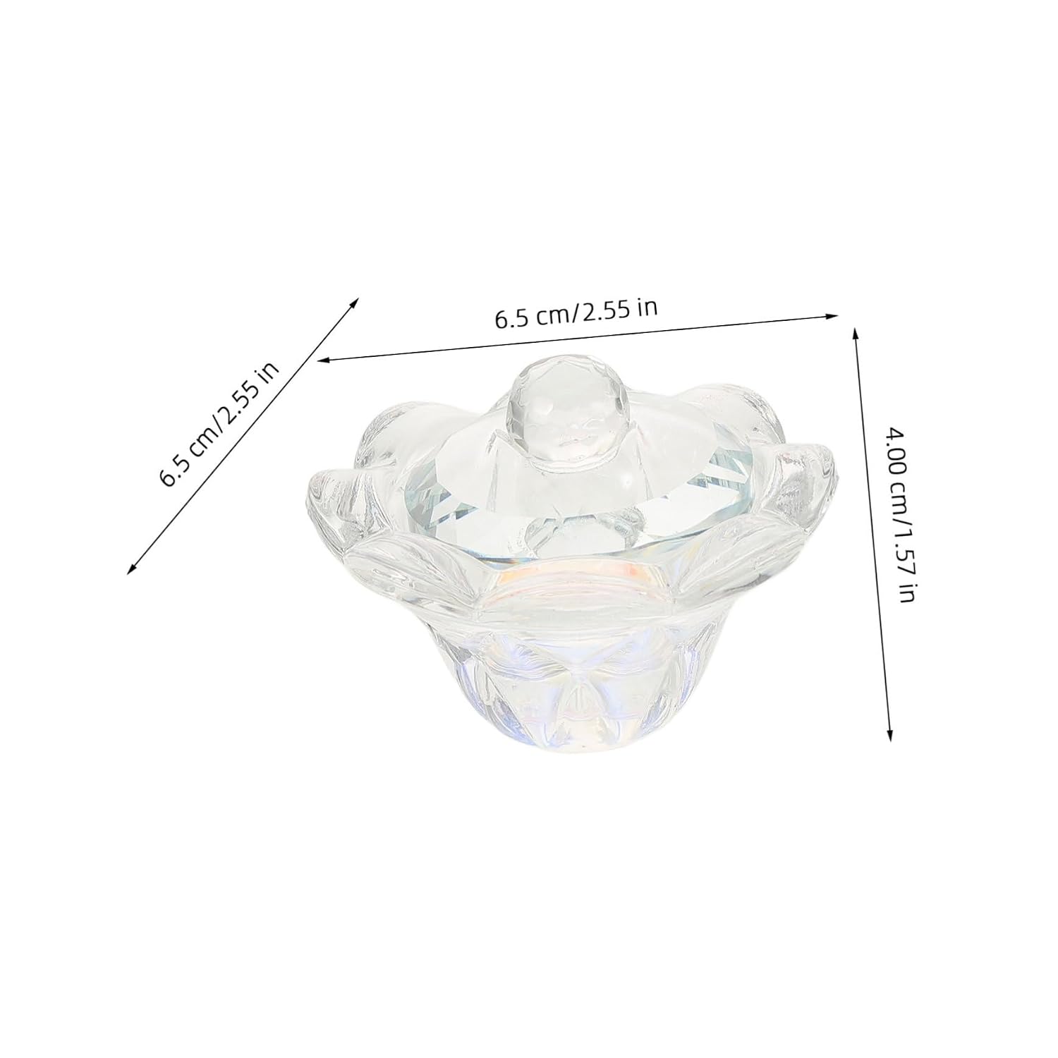 CALLARON 2pcs Nail Art Cup Crystal Nail Art Cups Lid Liquid Holder for Manicure