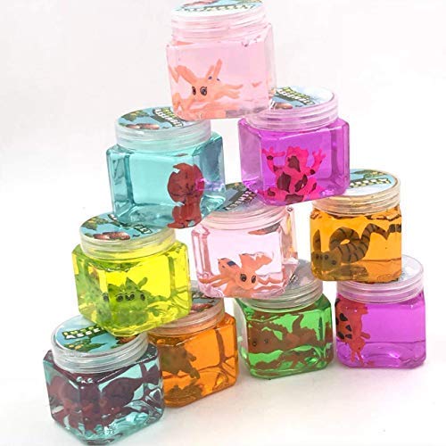 Slime Kit (Pack of 2) Non-Toxic Clear Soft Magic Clay Putty Mud Stress Relief Jelly Toy for Kids and Adult Colorful Slime with Toy and Animals