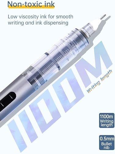 Miniatura 9 de 12 bolígrafos líquidos de punta fina de punta fina, bolígrafos de tinta negra de 0.020 in, bolígrafos de punta ultra fina, escritura suave para