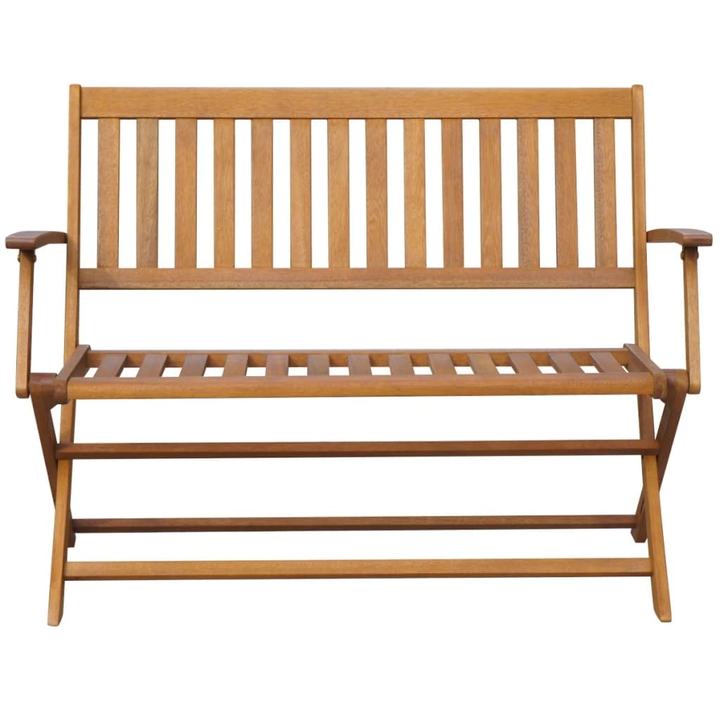 Banco de jardín plegable de madera de acacia con reposabrazos y respaldo para exteriores