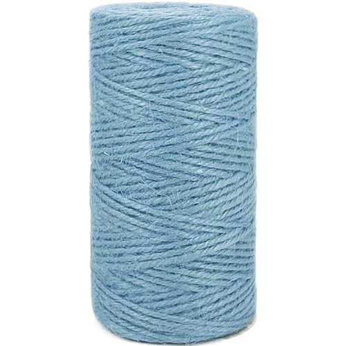 Colored Jute Twine 328 Feet Durable Natural Twine String Ribbon for Arts Crafts Mason Jars Knife Handle Wrapping Wedding Decorations Home Gardening Packing String for Gifts Presents,Baby Blue