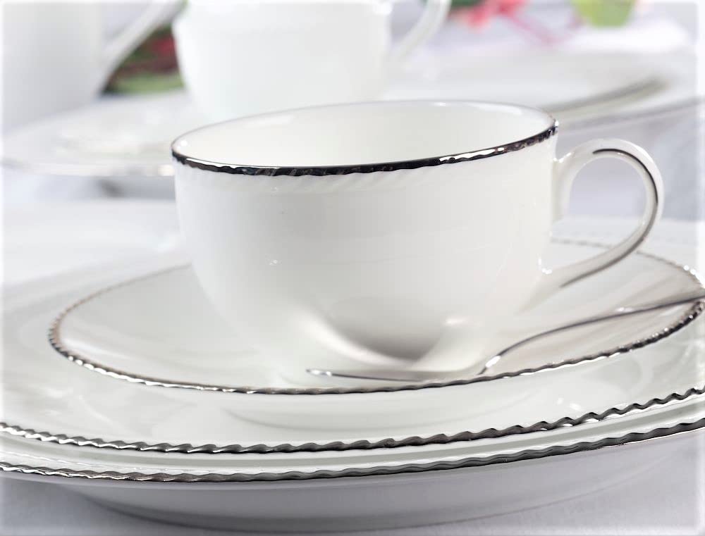 VILLA ITALIA Serwis kawowy porcelanowy na 12 osób Zestaw filiżanek Filiżanki, Talerzyki deserowe, Dzbanek, Cukiernica do kawy lub herbaty FLORIAN PA1271