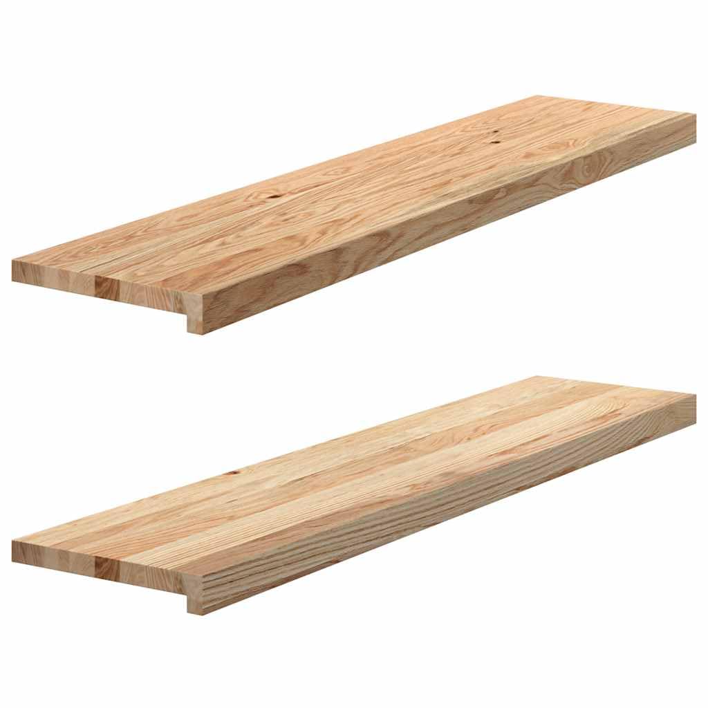 Juego de 2 peldaños de madera maciza de roble 110 x 25 x 2 cm sin tratar, robustos peldaños de madera auténtica para escaleras interiores y alféizares de ventana, peldaños de madera natural