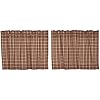 Vhc brands crosswoods plaid cotton primitive kitchen curtains rod pocket hanging loops 24×36 tier pair natural tan  urban country home decor