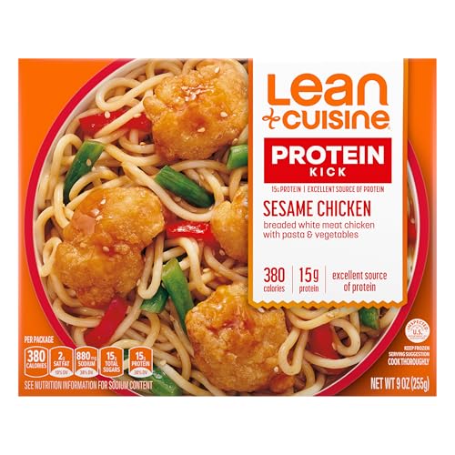 Microwave Lean Cuisine Frozen Meal Sesame Chicken, Protein Kick Microwave Meal, Microwave Chicken Dinner, Frozen Dinner for One