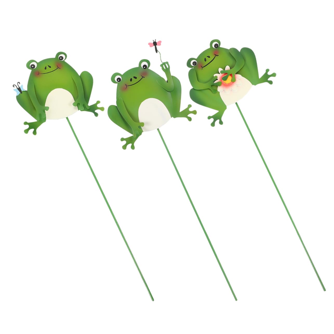 BESPORTBLE 9stücke Teiliges Gartenstecker Frosch Deko Eisenfiguren Für Außenbereich Farbenfrohe Ornamente Für Blumentöpfe Und Gartenbeete Für Gartenliebhaber Einweihungsgeschenk