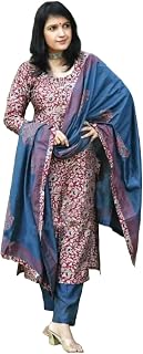 GoSriKi Women's Rayon Blend Straight Printed Kurta with Pant & Dupatta Price In India