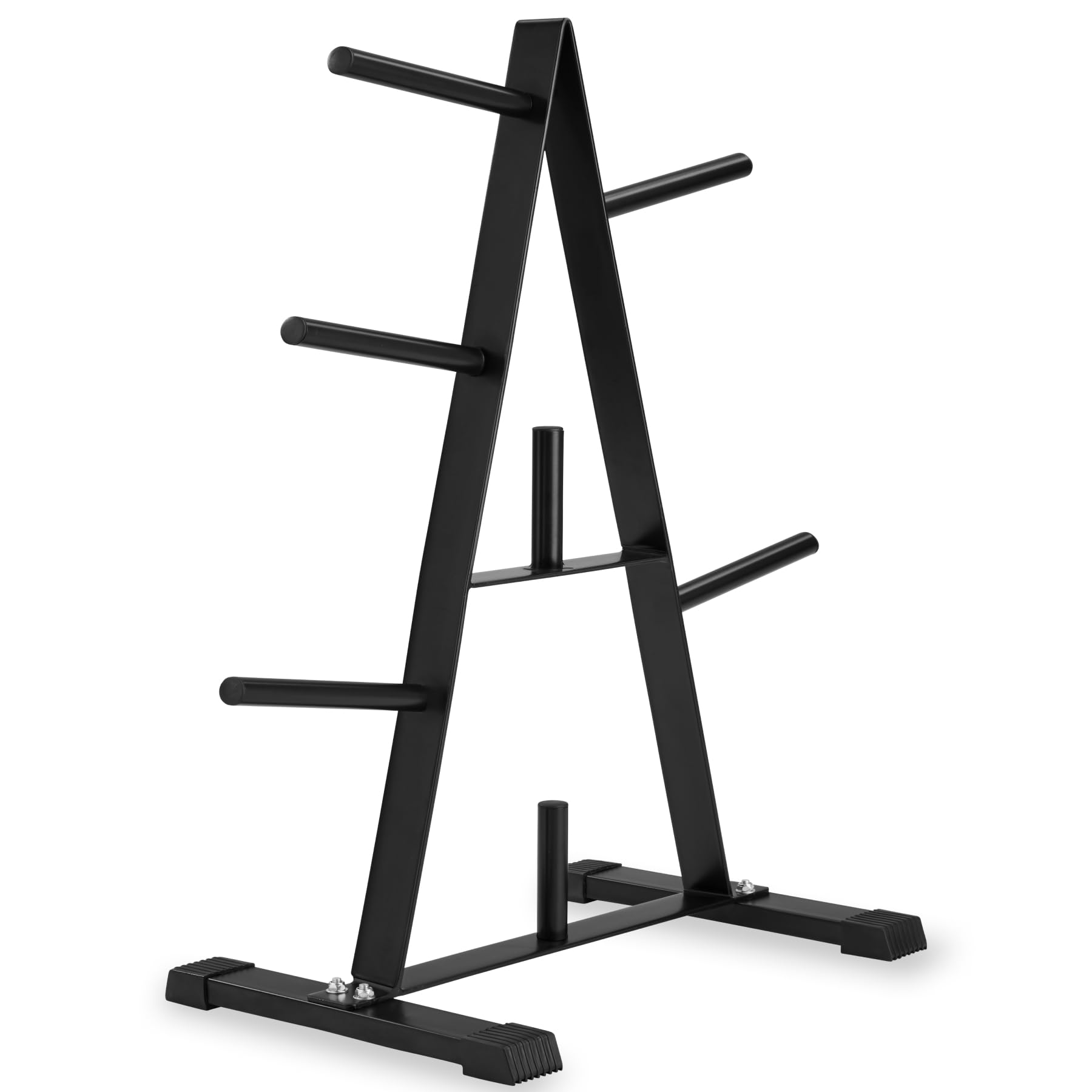 tectake® Rangement poids musculation, 67 x 38,5 x 91 cm, 7 Branches pour disque musculation, Grande capacité et bonne stabilité, Rack en acier, Embouts protection sol, Home gym, Salle de sport