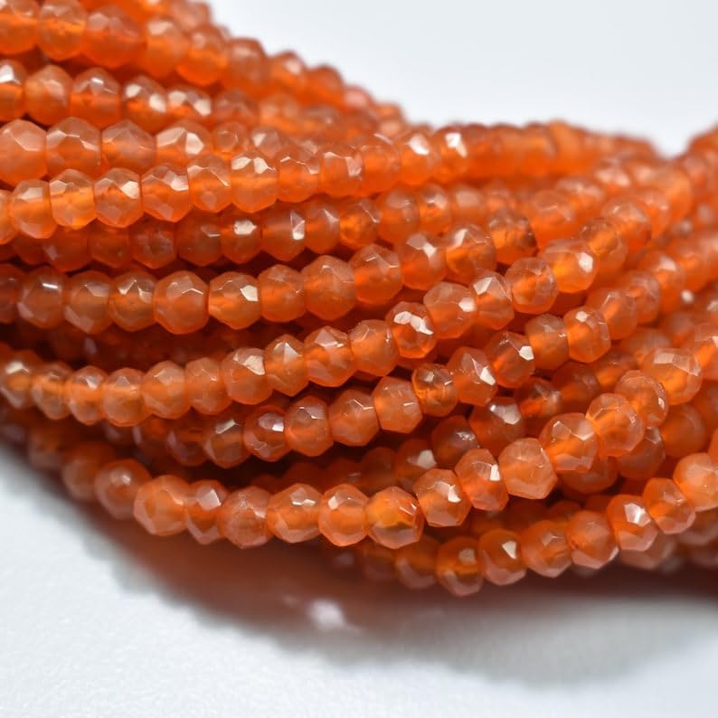 Perles cornaline naturelle 4mm facettées pour création bijoux diy - 5