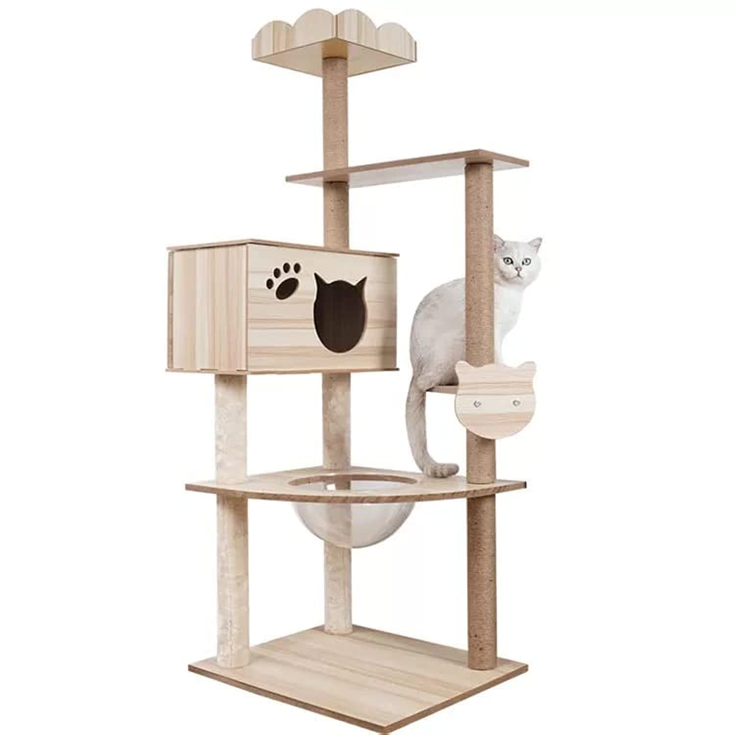 MONOGUE Multi-Level Cat Condo with Sisal Scratching Post for Indoor Cats