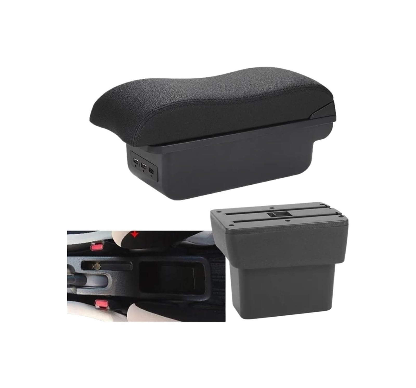HCKCLMBMZW For Nissan For Note For EPower 2016-2022 Armrest Box Central Storage Dedicated Interior Retrofit Car Car Armrest Center Console(B2 Black Line 3usb)