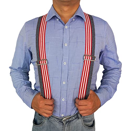 Image of MELOTOUGH Men's Suspenders Fully Elastic 2 inch Wide X back Heavy Duty Work Suspenders