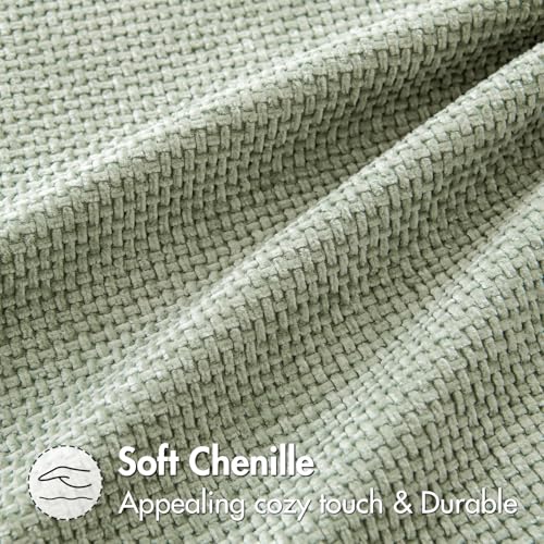 Image of MIULEE Pack of 2 Couch Throw Pillow Covers 20x20 Inch Light Green Modern Boho Accent Decorative Pillow Covers Soft Chenille Farmhouse Cushion Covers for Home Decor Bed Sofa Living Room