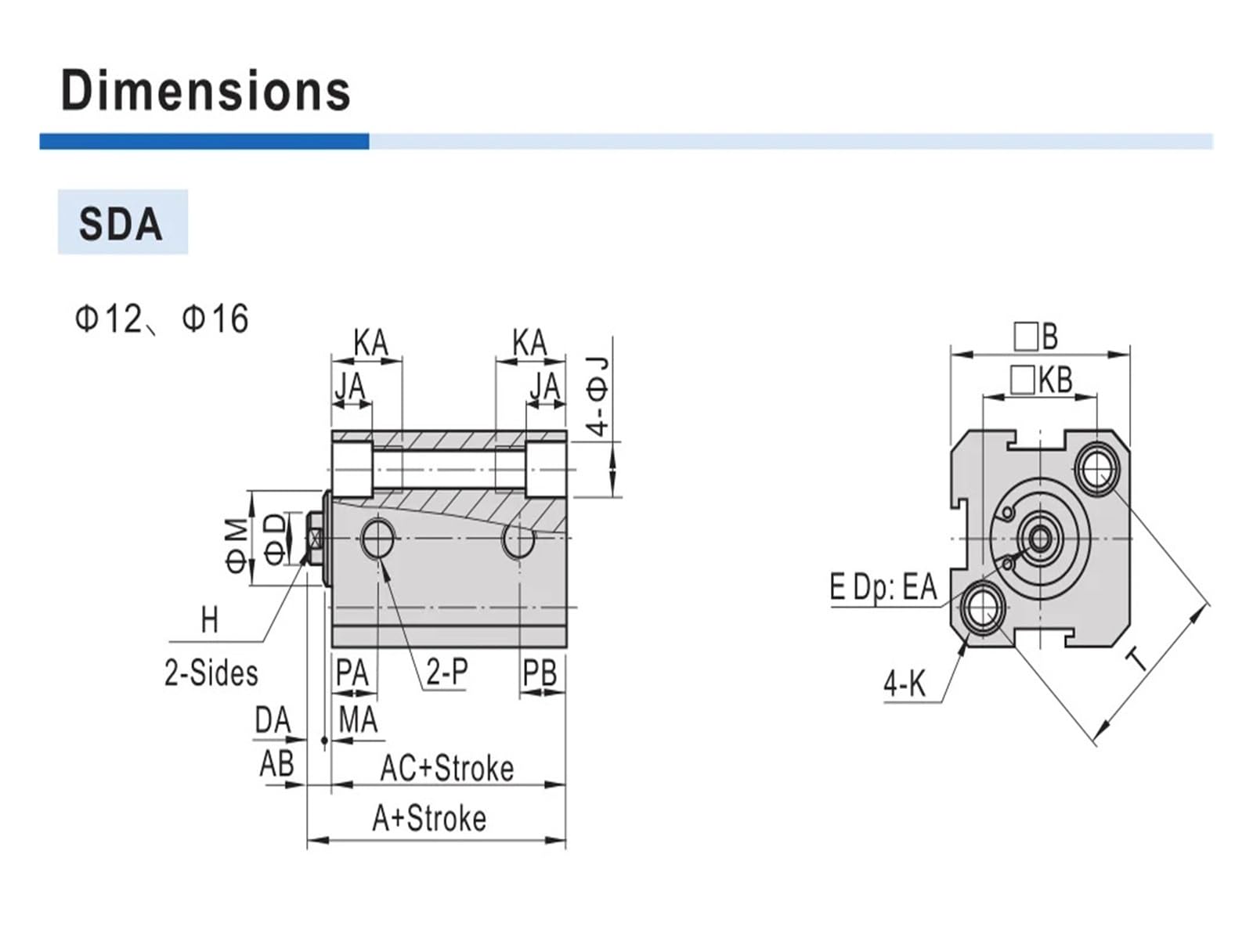 Pneumatik-Zylinder SDA100 Luftpneumatikzylinder Doppeltwirkend Kompaktzylinder SDA100 Bohrung 100mm Hub 5-100 Mm Innen-/Außengewinde(SDA100X30,Nill)