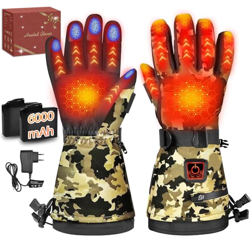 MADETEC Heated Gloves for Men Women, 7.4V 22.2WH Winter Gloves Upgraded Rechargeable Battery, Waterproof & Windproof Electric Heated Glove, Camo Glove for Camping Fishing Hunting Motorcycle