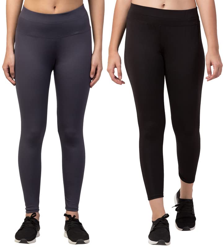 Image of BLUECON Gym wear Leggings Ankle Length Workout Pants | Stretchable Tights | Mid Waist Sports Fitness Yoga Track Pants for Girls & Women (Pack of 2)