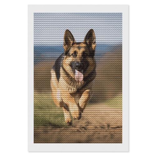 Peinture diamant 5D chien de berger allemand strass ronds adulte
