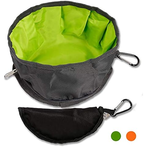 YMTECH Collapsible Dog Bowls for Travel,Foldable, Portable and Light for Food and Water- 2 Pcs(Green+Orange) Cover