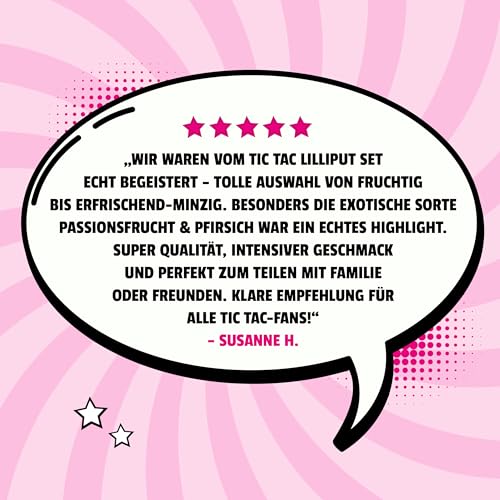 Tic Tac Mini Travels Mix Strawberry Edition 228g Lilliput – 60x TicTac Boxen einzeln – Erdbeere, Minze, Saure Erdbeere & Orange in Tic Tac XXL Großpackung Mini Süßigkeiten + TicTacToe Spiel
