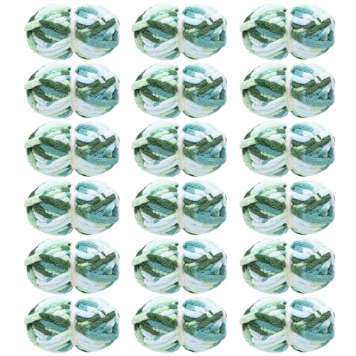 MABOZOO Tie Dye Chunky Yarn for Crocheting 18 Pack,Green Fluffy Jumbo Chenille Yarn,Soft Plush Yarn Bulky,Giant Thick Fuzzy Yarn for Hand Knitting or Arm Knitting (31.7 yds,8 oz Each Skein)