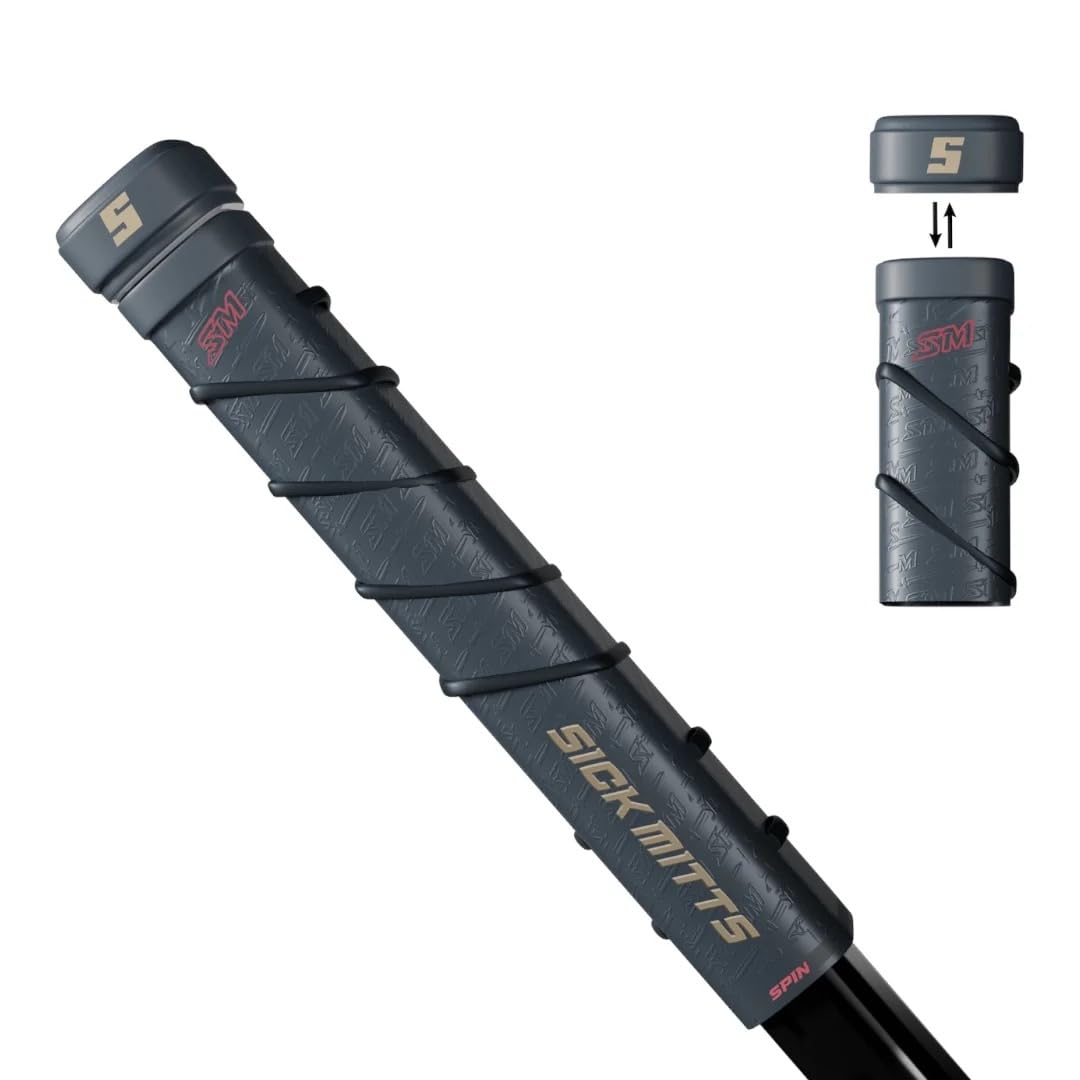 SickMitts Spin II Hockey Grip – Adjustable “Step‑Up/Step‑Down” Knob – Dual-Profile Feel for Palm or Fingertip Handling – Universal Fit, 7.5" Length