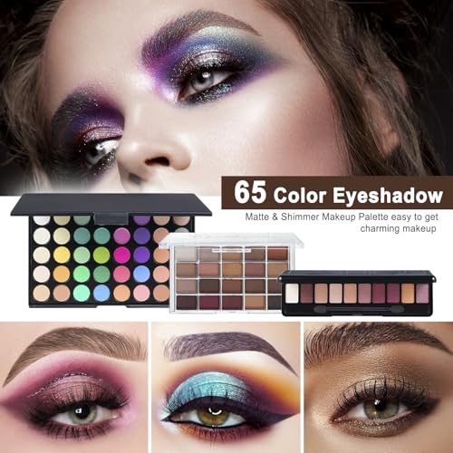 Tooaemis All In One Makeup Kit Makeup Kit For Women Full Kit Multipurpose Makeup ,Eyeshadow、 Liquid Foundation,Loose Powder,Eyebrow Pencil,4-Color Lip Gloss Set thumb #2