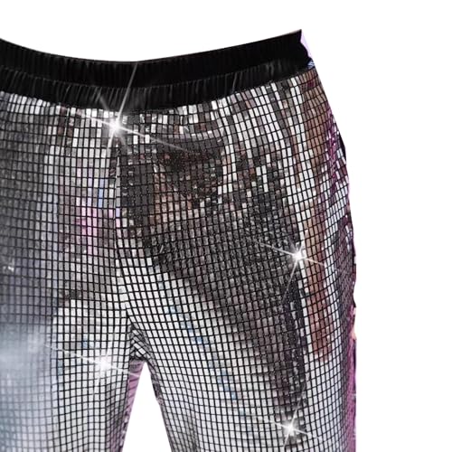 Cambkatl Men's Sequin Bell Bottom Disco Pants 60s 70s Vintage Sparkle Flared Nightclub Party Dance Pants3