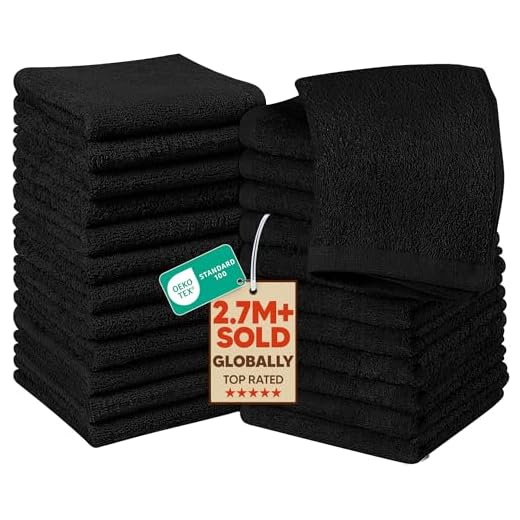 Utopia Towels Cotton Washcloths Set - 100% Ring Spun Cotton, Premium Quality Flannel Face Cloths, Highly Absorbent and Soft Feel Fingertip Towels (24 Pack, Black)