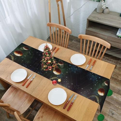 Chemin de table galaxie pour masquer les rayures et décorer une table de Noël en lin - 8