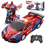 Spider Transform Remote Control Cars for Kids - 2.4GHz RC Police Car for 3 4 5 6 7 8 Year Old Boys, 1:18 Robot Toy Car with One-Key Transformation & 360° Rotation, Kids Christmas Birthday Gift Present