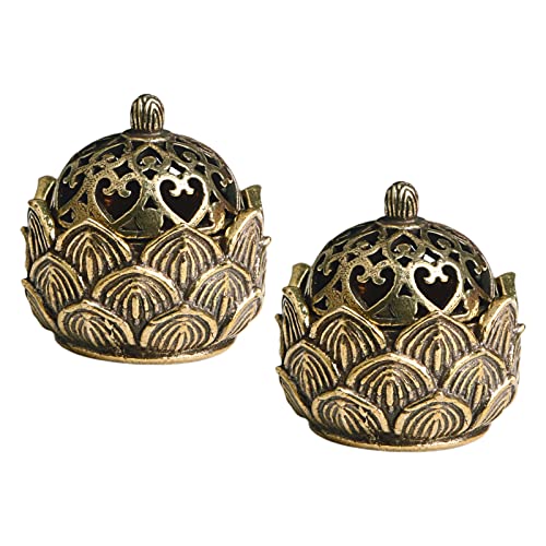 Misazy Quemador de Incienso Lotus, 2 Piezas Quemador Incienso Soporte Incienso Porta Incienso Quemador de Incensario Vintage para Casa Oficina Casa de Te Decoración Cover