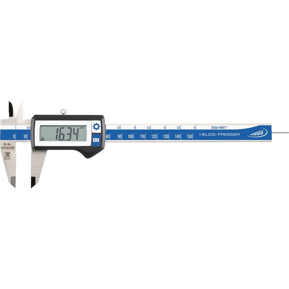 HELIOS-PREISSER Preisser Digitaler Taschenmessschieber rundes Tiefenmaß 150 mm, 1320416, Blau