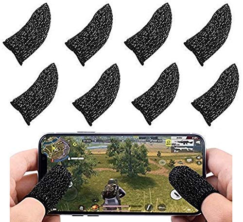 Mobile Game Finger Sleeve Controller, Touch Screen Finger Sleeve for Pubg Breathable Anti-Sweat Sensitive Shoot and Aim Keys for Rules of Survival/Knives Out for Android & iOS(4 Pair)