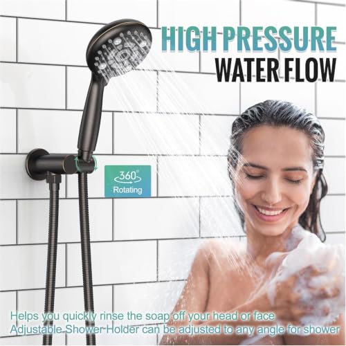 Image of SR SUN RISE Shower Faucet - 10 Inch Multifunctional High Pressure Shower Head System with Handheld Shower Head Fixtures - Valve Included - Matte Black