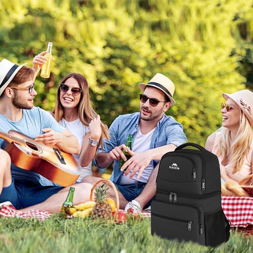 Image of MATEIN Cooler Backpack, 26 Cans Insulated Lunch Backpack for Men Women, Leakproof Double Layer Lunch Cooler Bag Lightweight Soft Lunch Backpack with Cooler Compartment, Beach Camping Hiking Beer Gifts