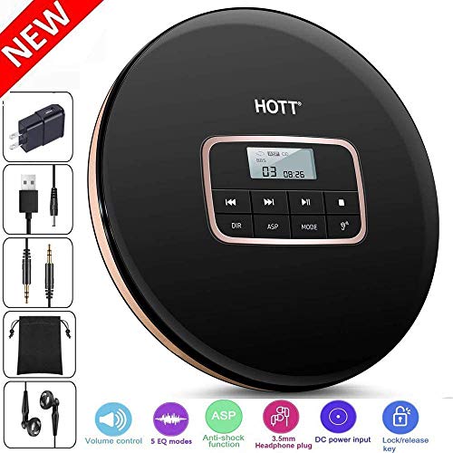HONGYU Portable CD Player with LED Display,Anti-Shock Personal CD Music Disc Players