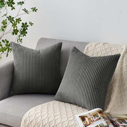 Image of Topfinel Decorative Dark Grey Throw Pillow Covers Cushion Cases, Set of 4 Soft Velvet Modern Double-Sided Designs, Mix and Match for Home Decor, Pillow Inserts Not Included (16x16 inch)
