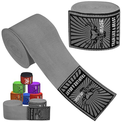 BEAST RAGE Fasce da boxe da uomo, protezione per MMA, guanti interni, per arti marziali, allenamento, pugilato, sport di combattimento, muay thai, sotto i guanti, 4,5 m, bende elastiche (4,5 m,