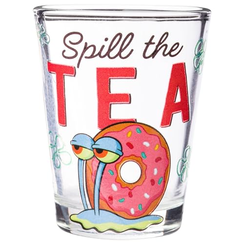 Image of Silver Buffalo Spongebob Squarepants Featuring Patrick Star and Gary Quotes Set 4 Pack Mini Glass Set, 1.5 Ounces