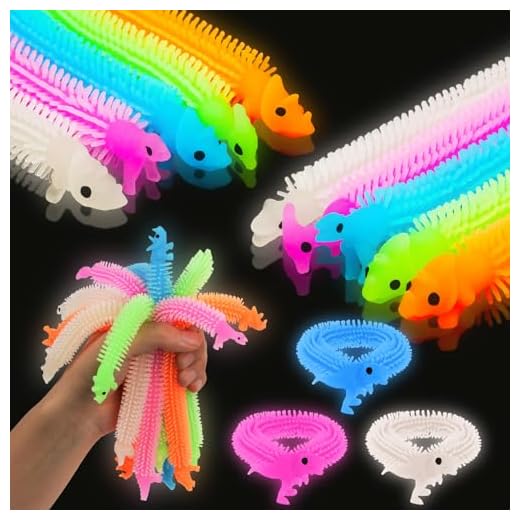 Ainiv 10Pz Dinosaurio Que Brilla En La Oscuridad Juguetes Antiestres, Cuerdas Elásticas para Aliviar Estrés, Vistoso Stretchy String Fidget Toy, Juguetes Sensoriales para Niños con Tdah TOC O Autismo