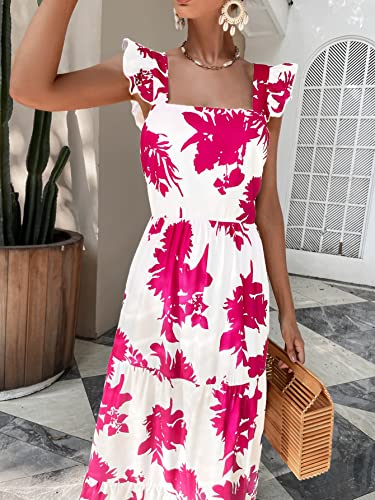 Image of Floerns Women's Tropical Floral Plunging V Neck Tie Open Back Summer Short Dress