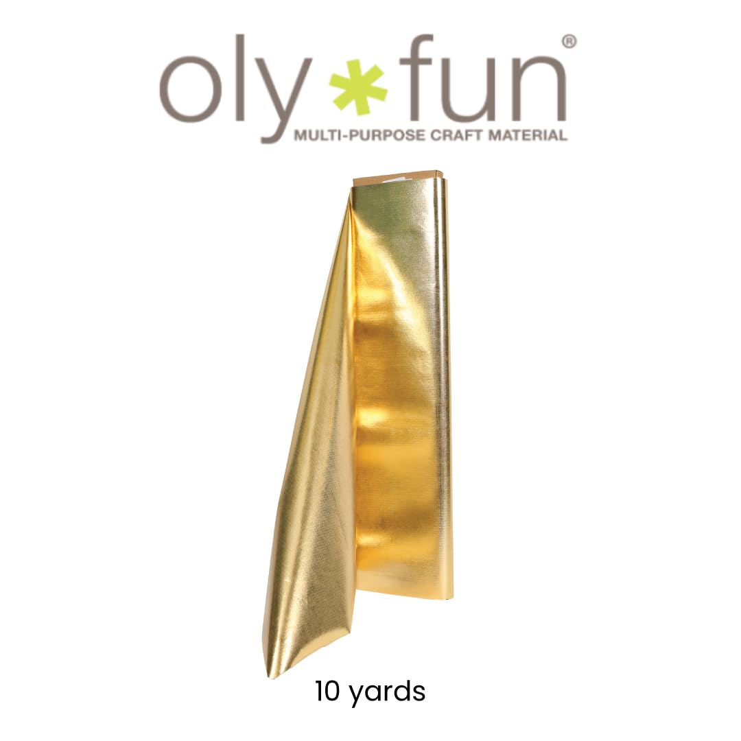 Fairfield OLY-Fun Metallic, Multi-Purpose Non-Woven Craft Material, Polypropylene and Polyester Fabric for Crafts, Costumes, Accessories, and More, Craft Supplies, Gold, 10-Yard Bolt