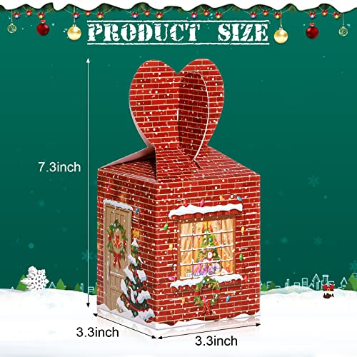 24 Pack Christmas Gift Boxes 3D Christmas Goody Treat Boxes Xmas Cardboard Cookie Packaging Box House Santa Snowman Gable Box for Xmas Party Favor and Gift Wrapping – Image 3