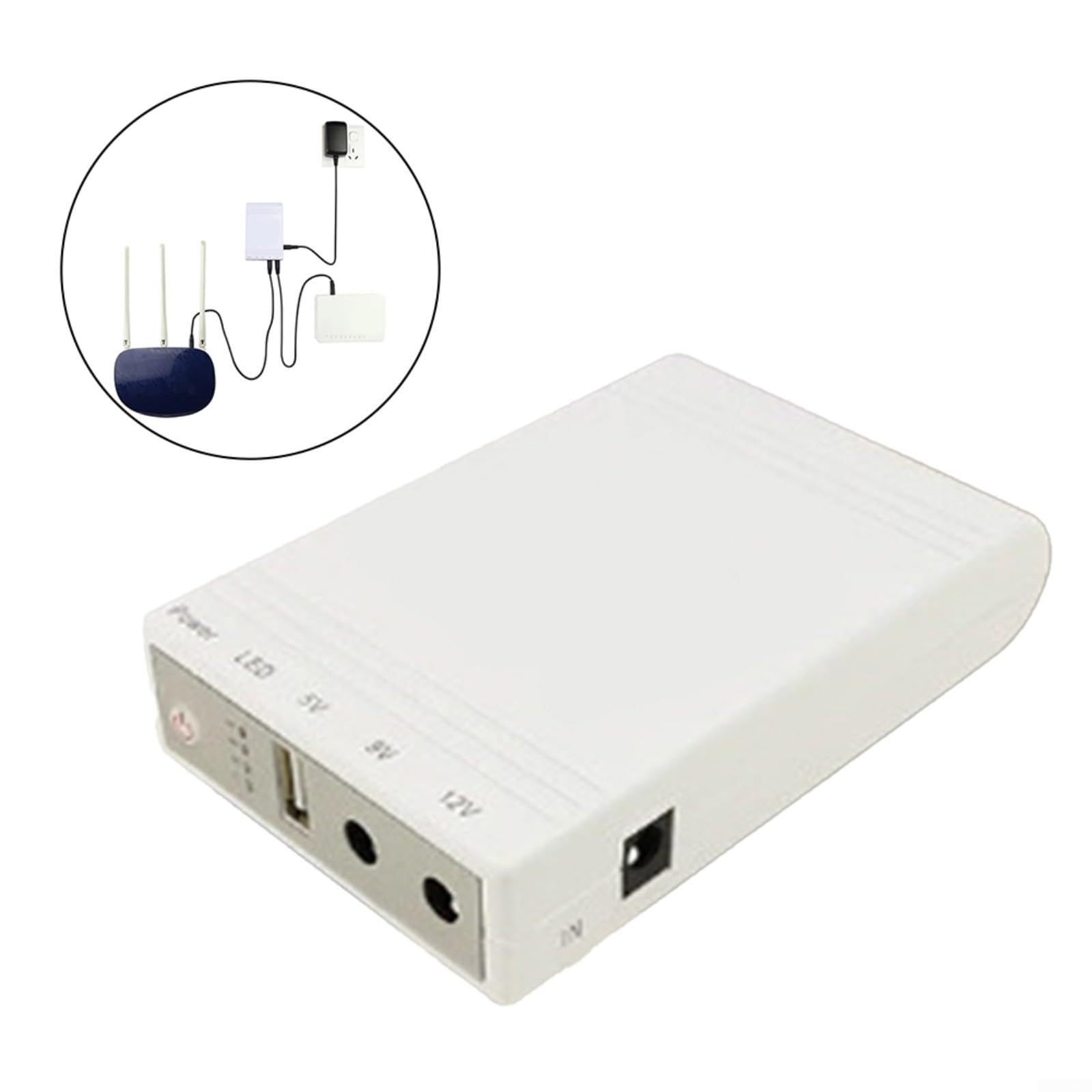 HpLive Mini UPS Fuente de alimentación ininterrumpida, monitor router de respaldo, 10400 mAh, mini ups, DC12 V, 9 V, 5 V, fCür módem, router, cámara CPE