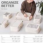 Aerotrunk Compression Packing Cubes for Travel - Luggage Organizer Bags - Double Zipper Packing Cubes for Suitcases (6-Pack, Beige) - Image 3
